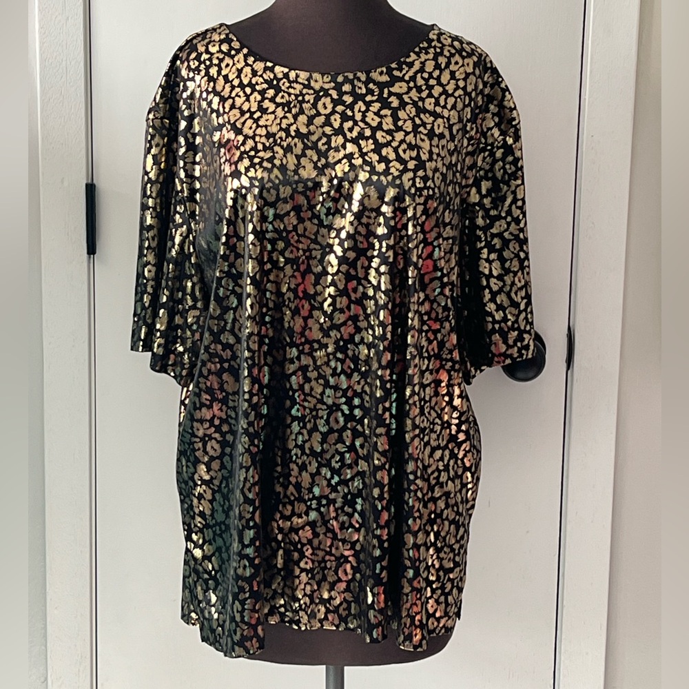Funky retro gold leopard print top
